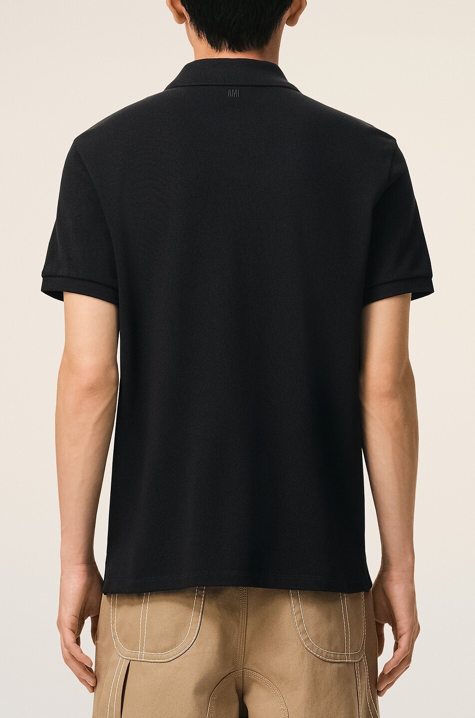 AMI Ami de Cœur embroidered cotton short-sleeved polo shirt Men BLACK 3