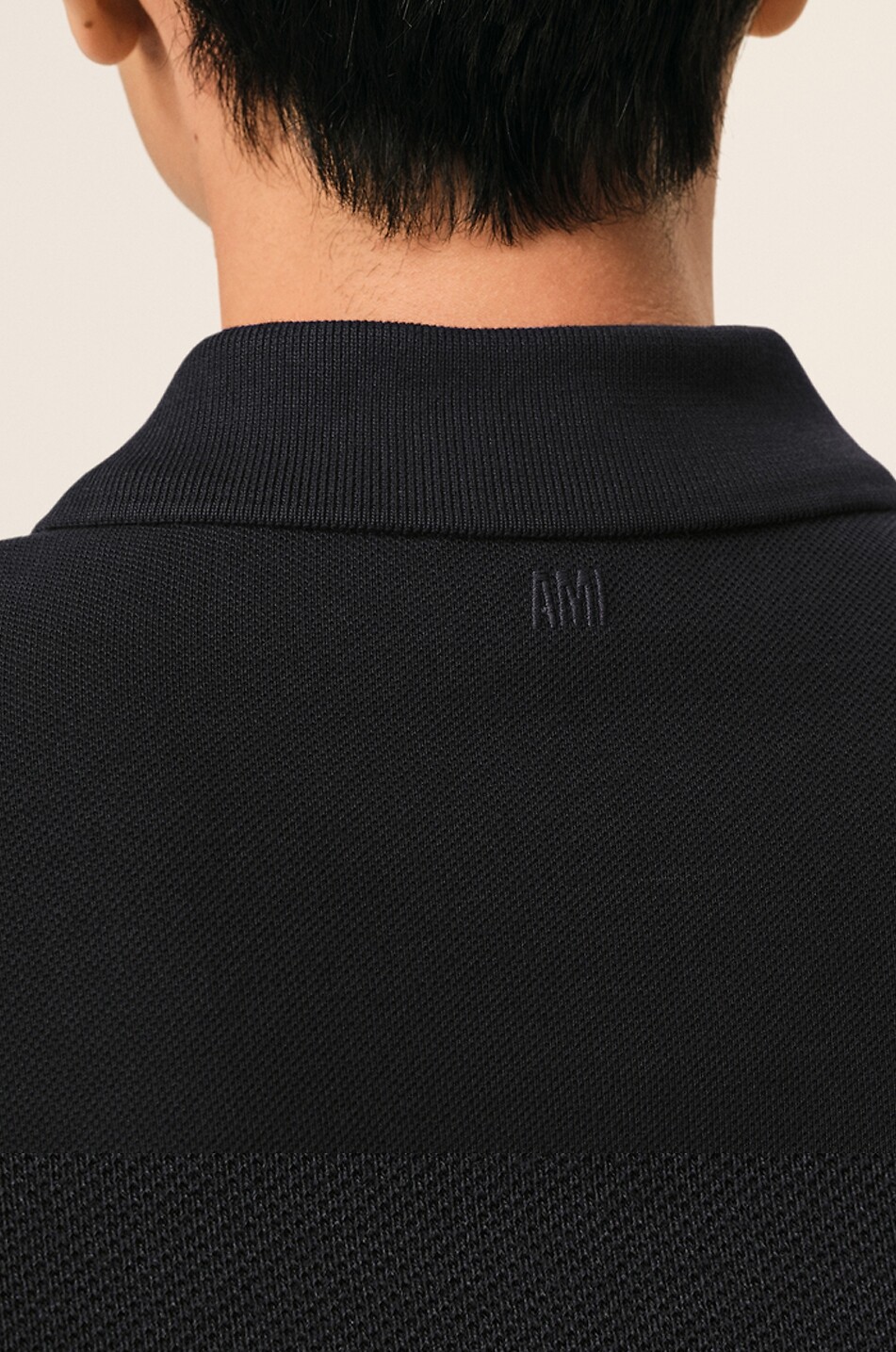 AMI Ami de Cœur embroidered cotton short-sleeved polo shirt Men BLACK 5