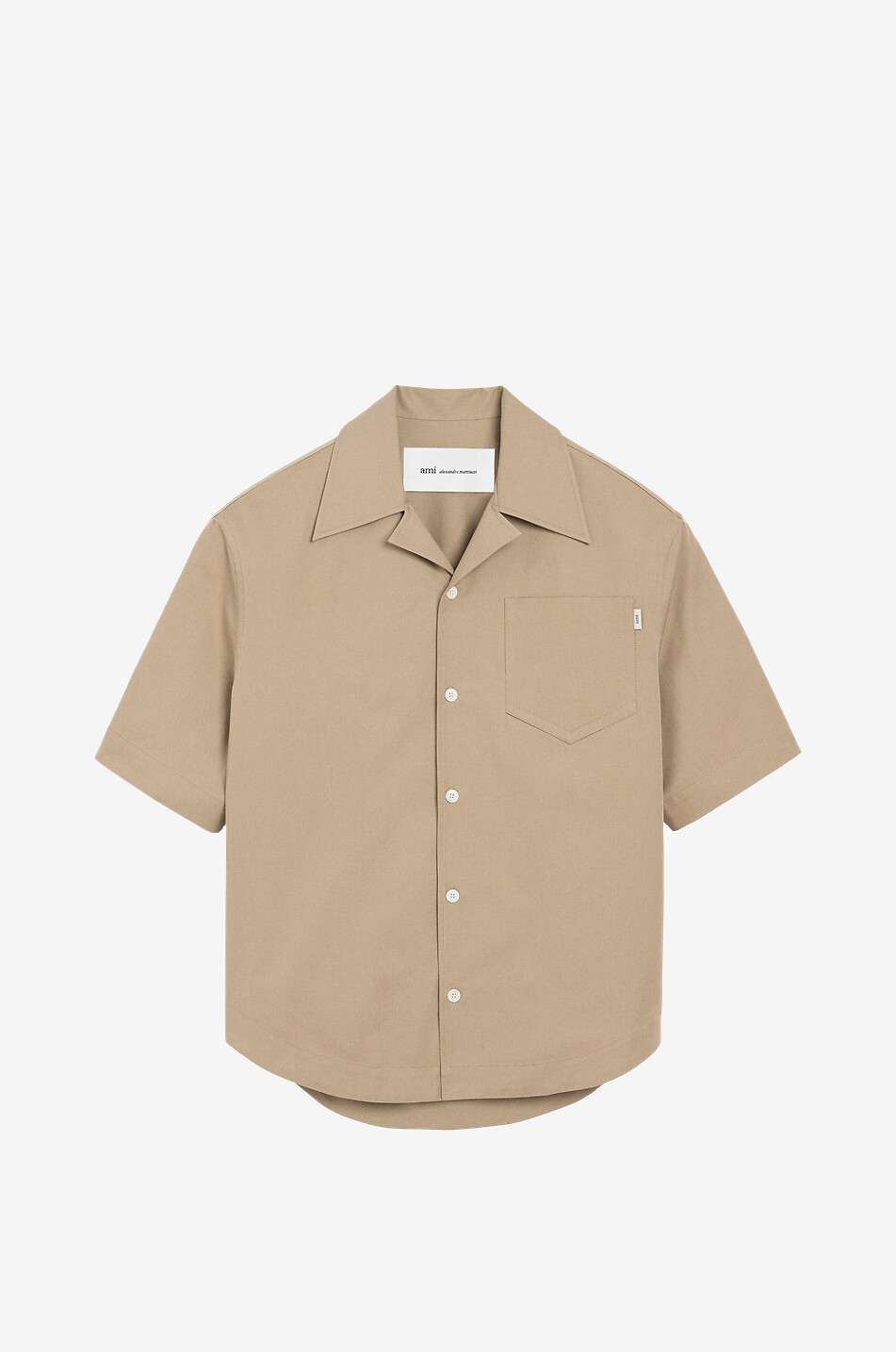 AMI Chemise ample à manches courtes en gabardine de coton Homme BEIGE 1