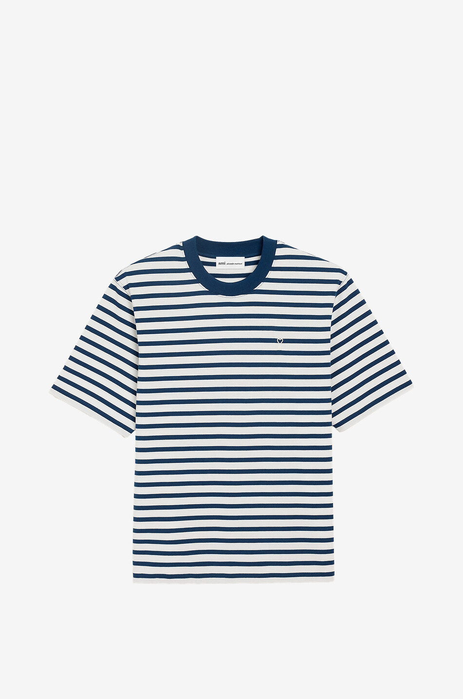T-shirt à col rond rayé en coton Ami De Coeur
