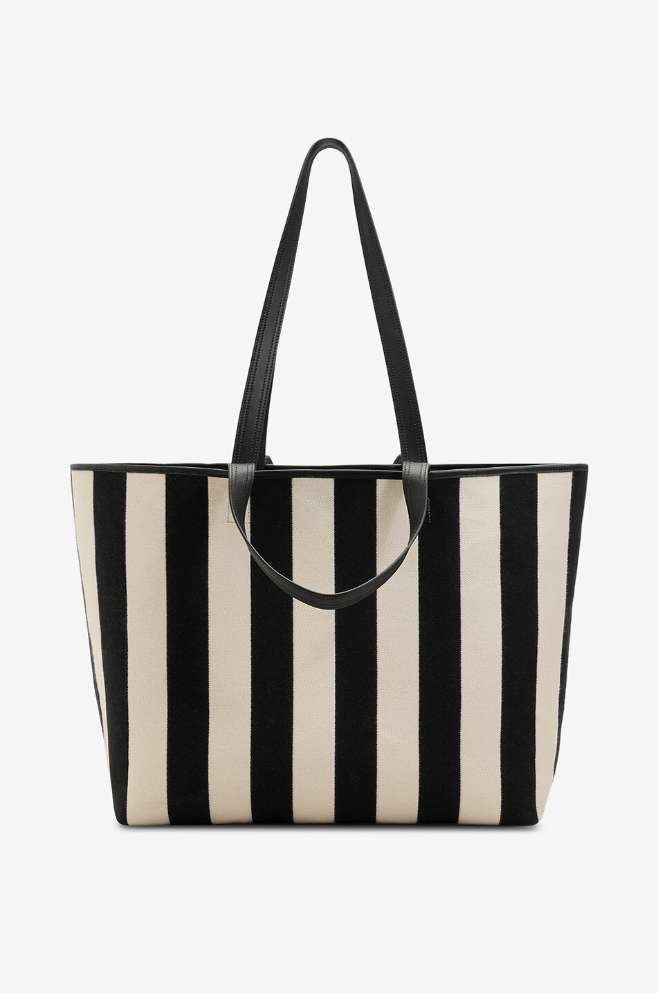 AMI Sac cabas rayé en toile de coton Ami De Coeur Homme NOIR 2