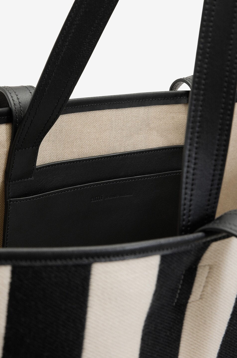 AMI Sac cabas rayé en toile de coton Ami De Coeur Homme NOIR 5