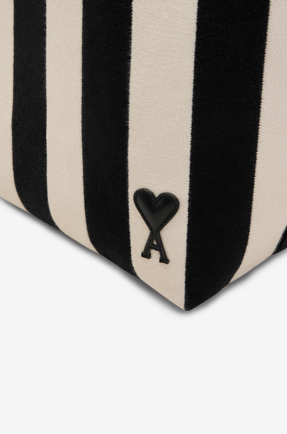 AMI Sac cabas rayé en toile de coton Ami De Coeur Homme NOIR 6