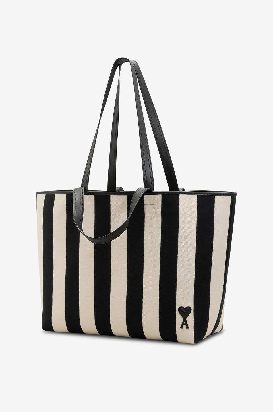 AMI Sac cabas rayé en toile de coton Ami De Coeur Homme NOIR 7