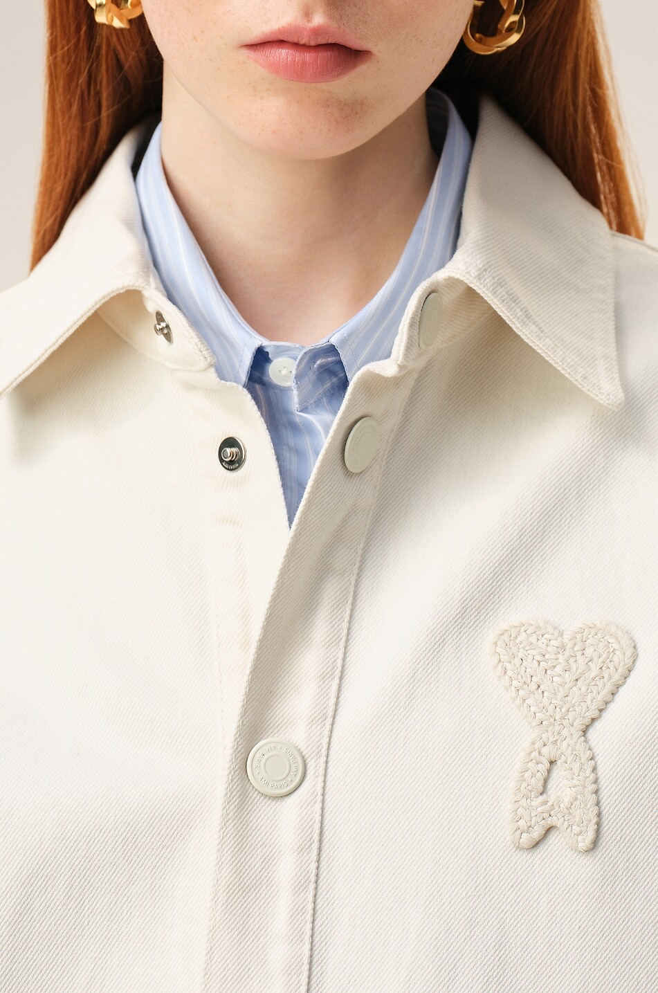 AMI Ami De Coeur oversized cotton twill overshirt Women WHITE 4
