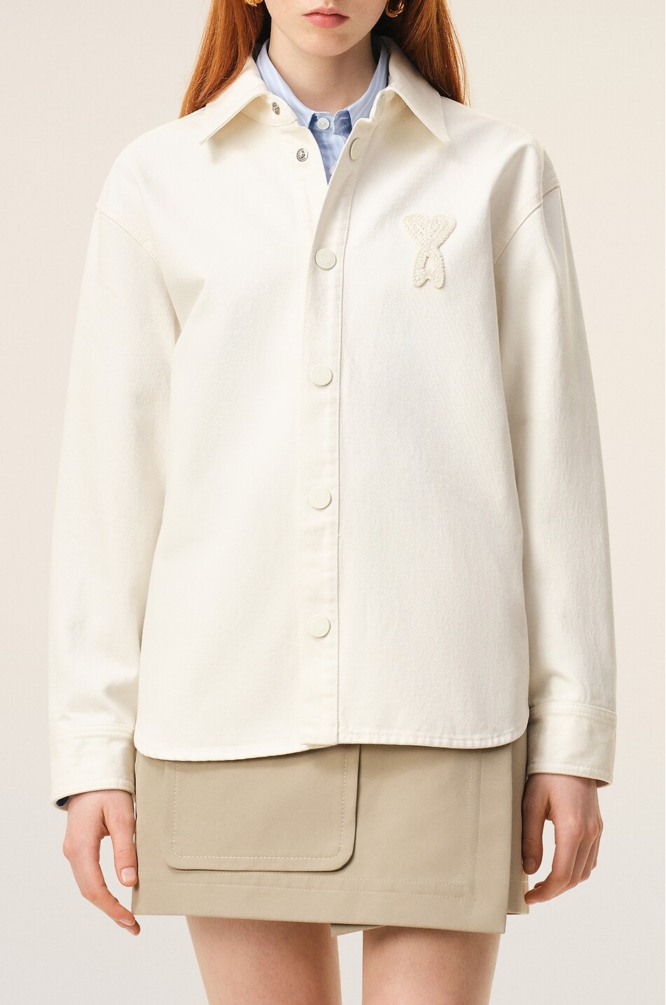 AMI Ami De Coeur oversized cotton twill overshirt Women WHITE 5