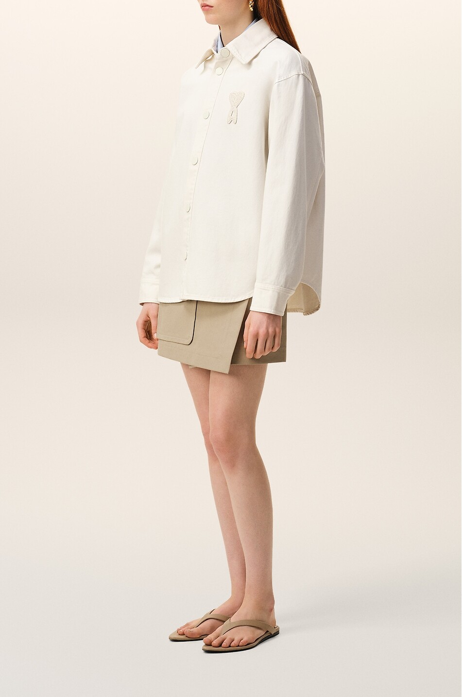 AMI Ami De Coeur oversized cotton twill overshirt Women WHITE 6