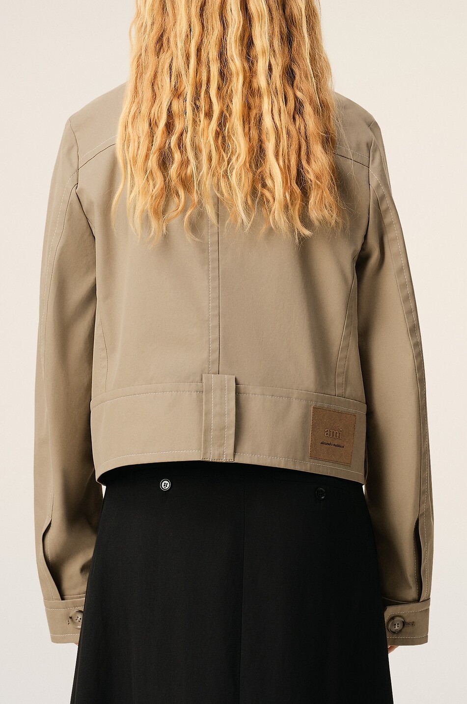 AMI Lightweight cotton gabardine jacket with contrast topstitching Women BEIGE 3