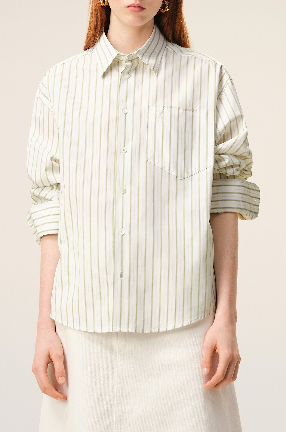 AMI Ami de Coeur striped cotton poplin oversized shirt Women MULTI COLOURED 4