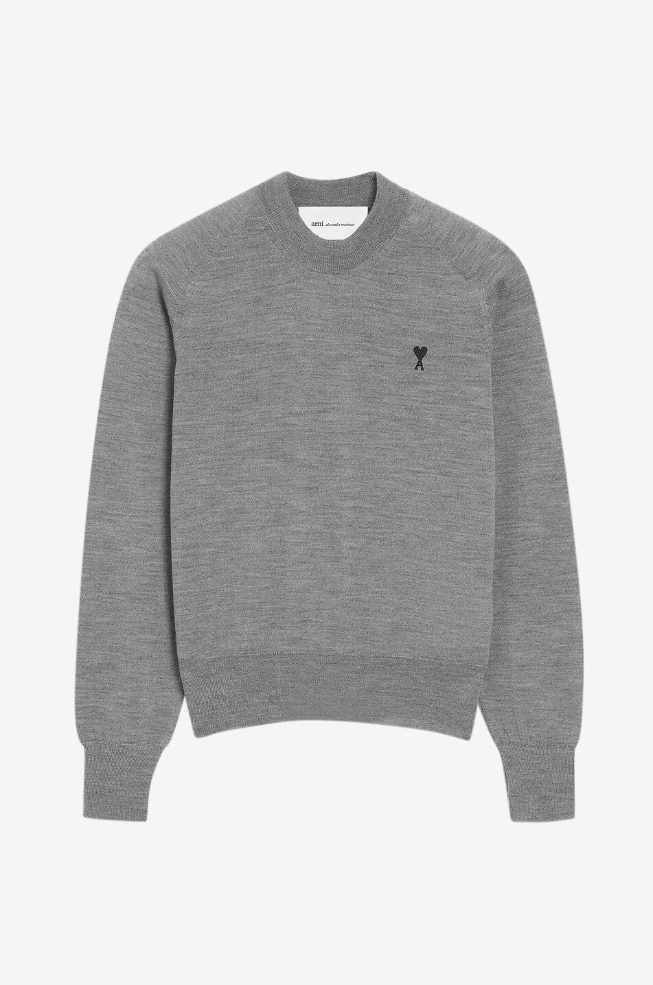 AMI Pullover mit Rundhalsausschnitt aus Wolle Ami De Coeur Damen GRAU 1