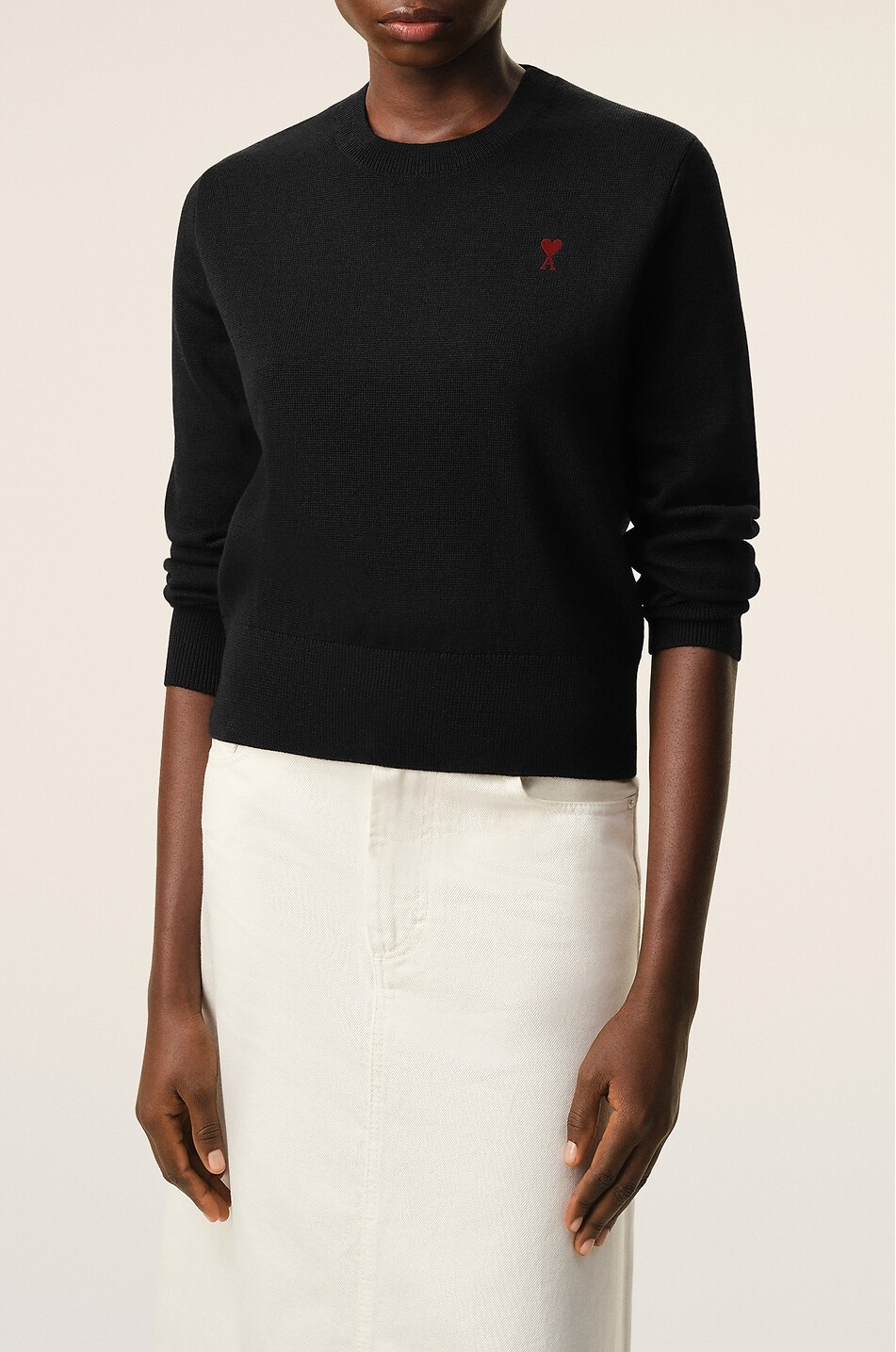 AMI Rundhals-Pullover aus Wolle Ami De Coeur Damen SCHWARZ 2