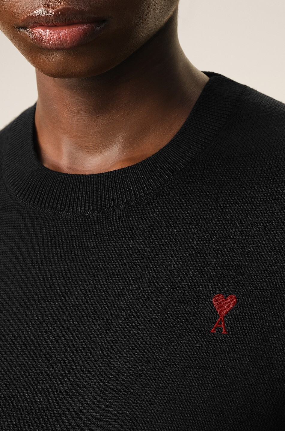 AMI Rundhals-Pullover aus Wolle Ami De Coeur Damen SCHWARZ 4