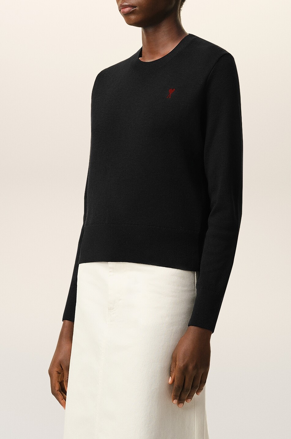 AMI Rundhals-Pullover aus Wolle Ami De Coeur Damen SCHWARZ 5