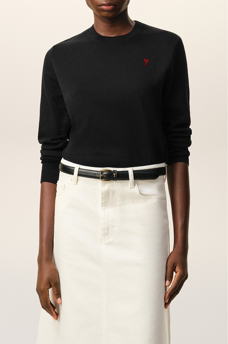 AMI Rundhals-Pullover aus Wolle Ami De Coeur Damen SCHWARZ 6