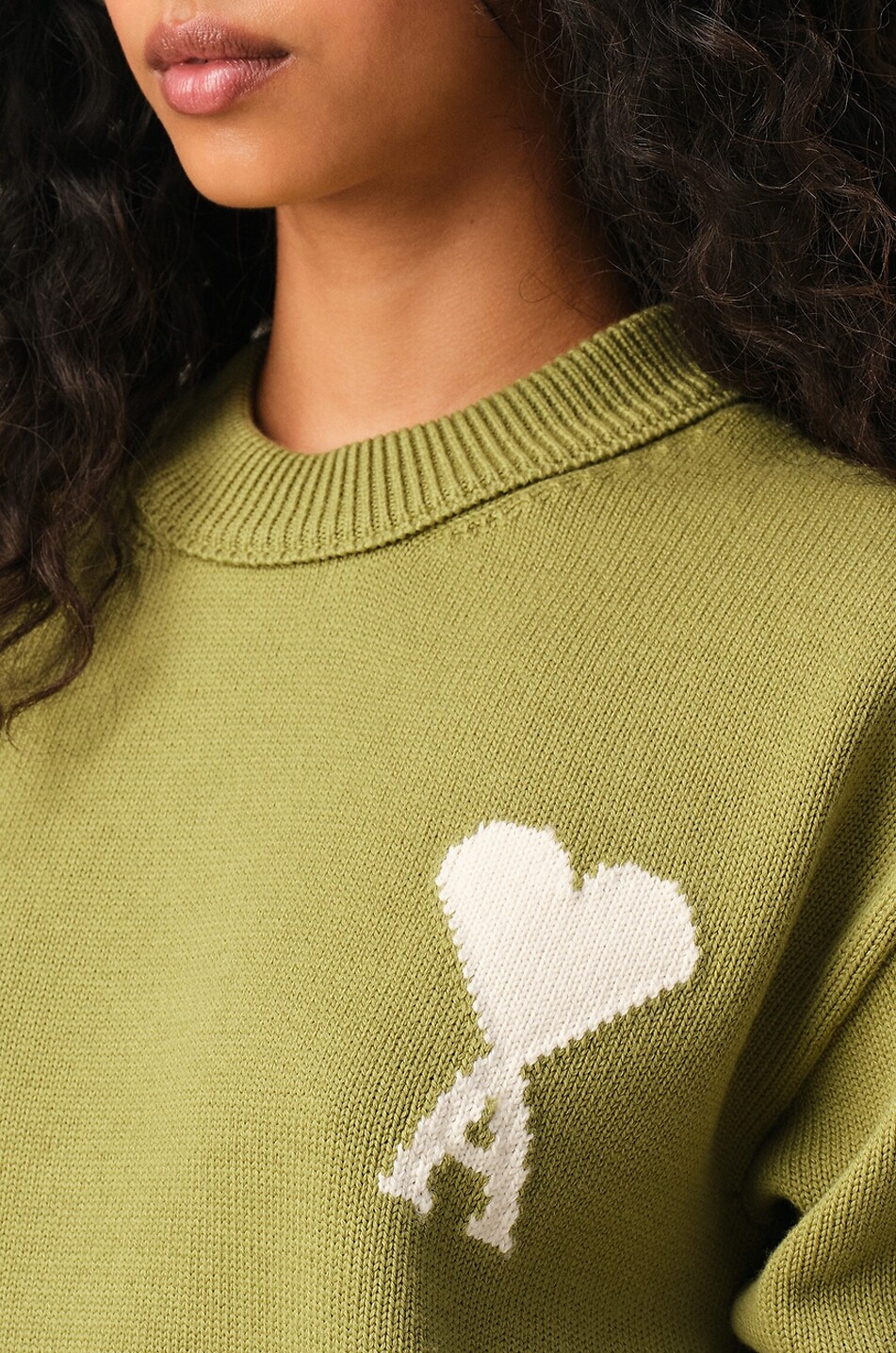 AMI Ami De Coeur blended wool cotton crew neck jumper Women GREEN 4