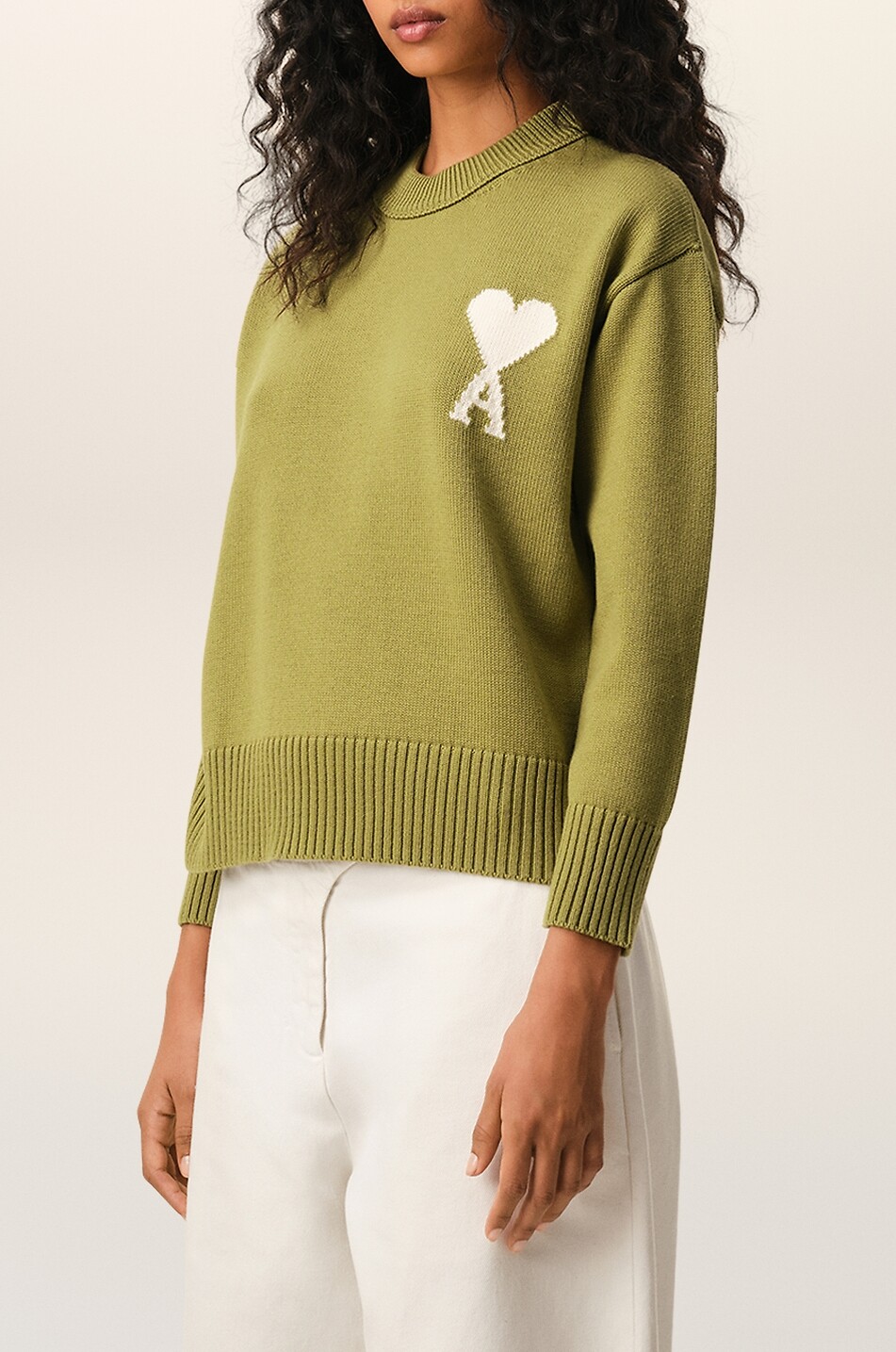 AMI Ami De Coeur blended wool cotton crew neck jumper Women GREEN 5