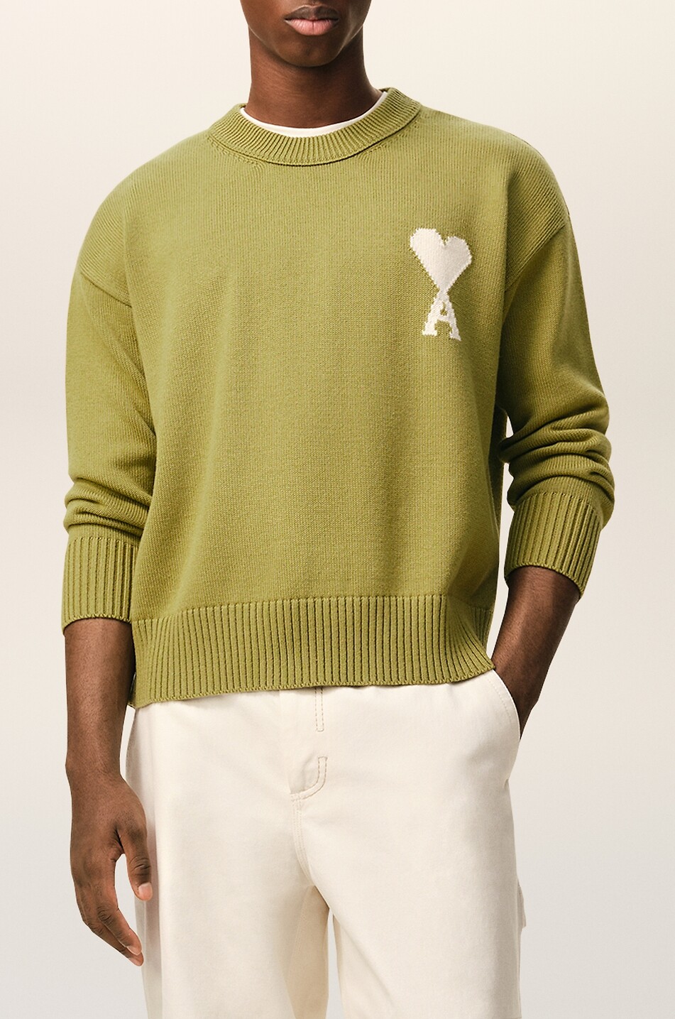 AMI Ami De Coeur blended wool cotton crew neck jumper Women GREEN 7