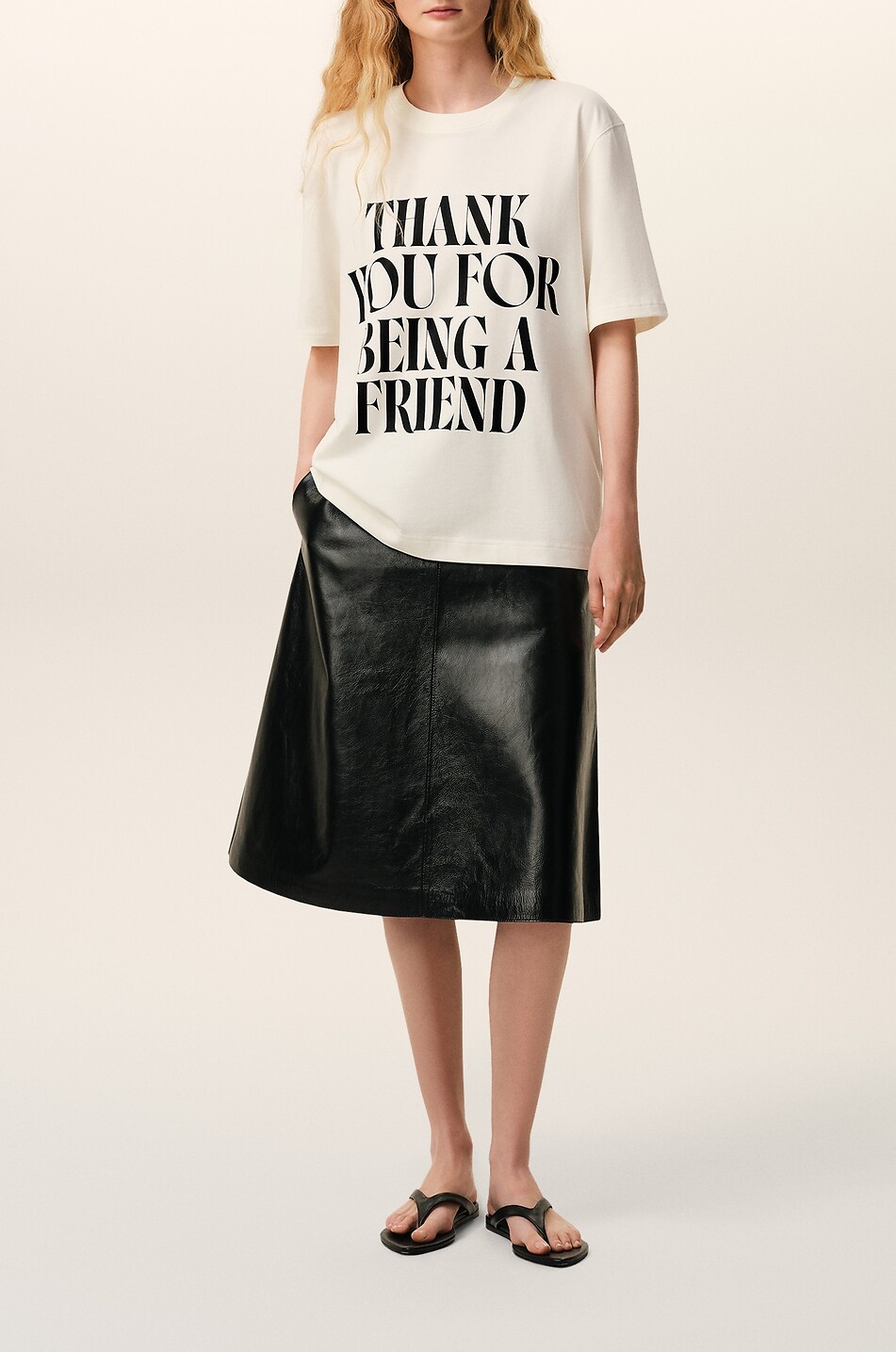 AMI T-shirt à col rond coupe boxy en coton Femme BLANC 2