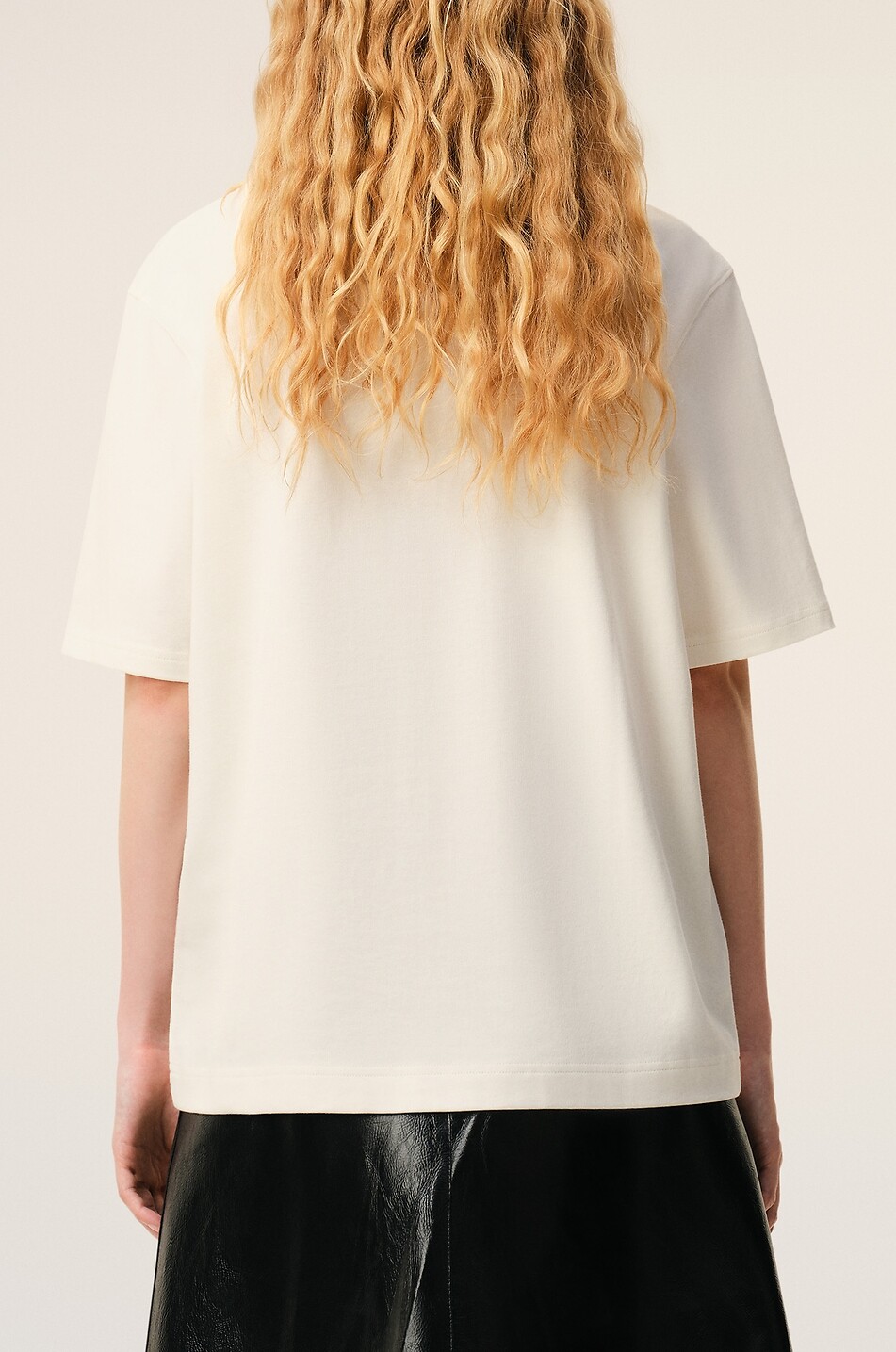 AMI T-shirt à col rond coupe boxy en coton Femme BLANC 3