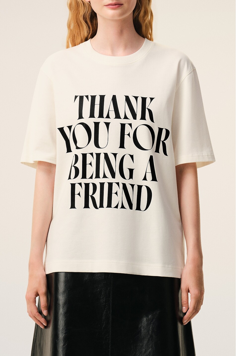 AMI T-shirt à col rond coupe boxy en coton Femme BLANC 4