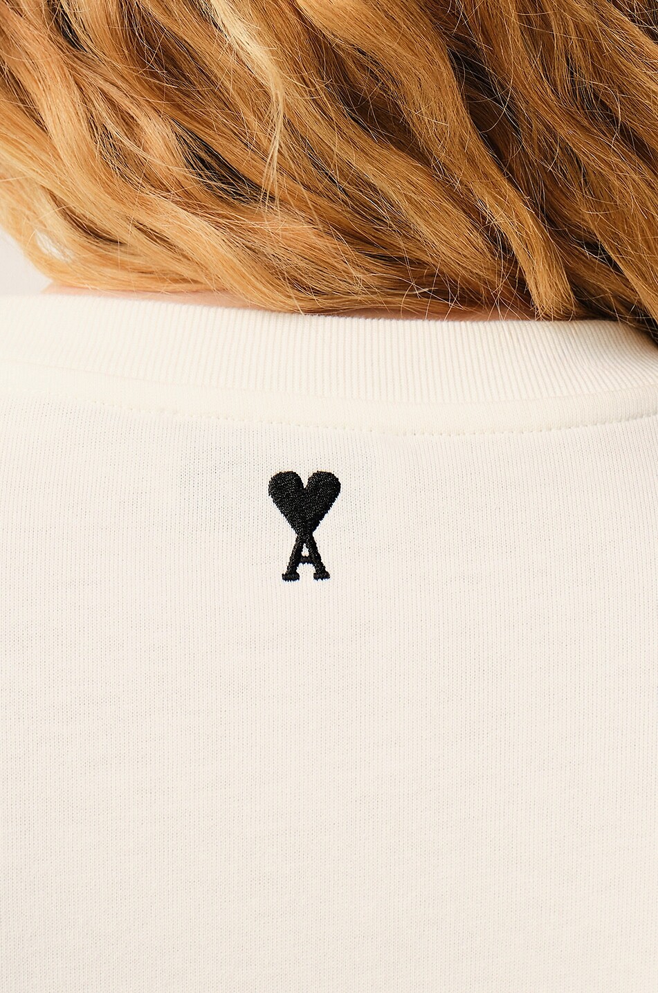 AMI T-shirt à col rond coupe boxy en coton Femme BLANC 5