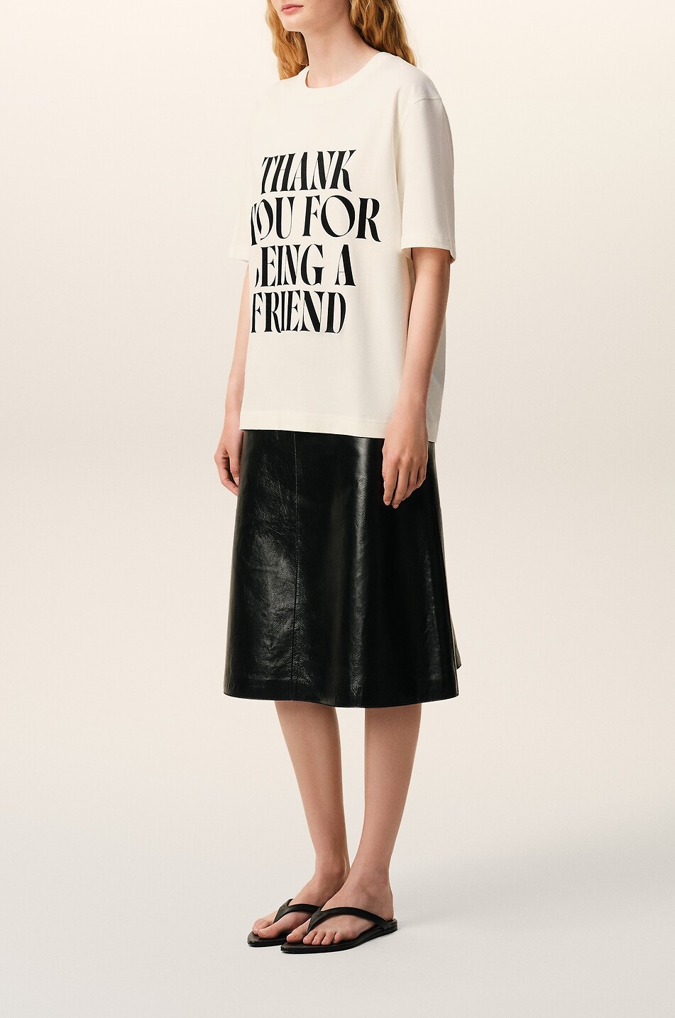 AMI T-shirt à col rond coupe boxy en coton Femme BLANC 6