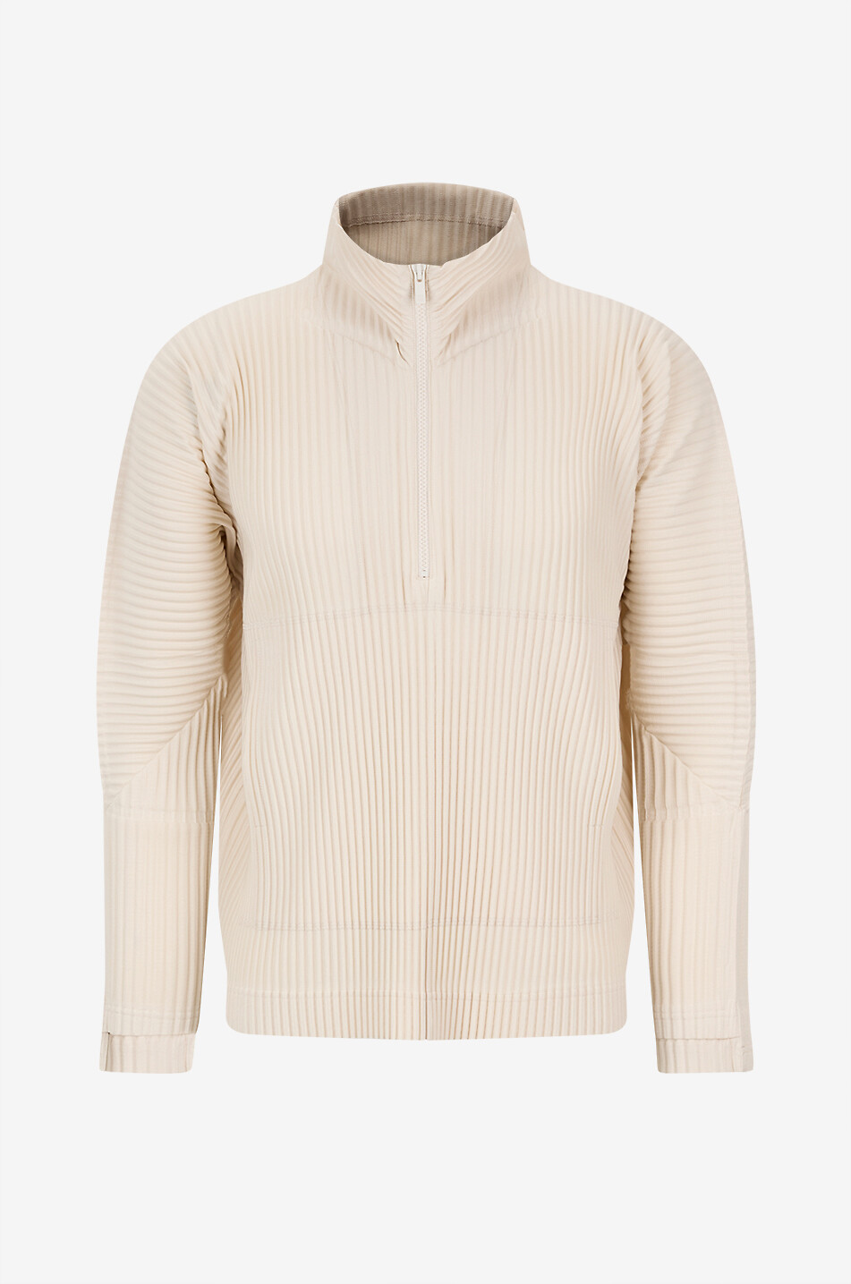 HOMME PLISSÉ ISSEY MIYAKE Sweatshirt mit Stehkragen und Reissverschluss aus geripptem Strick Herren BEIGE 1