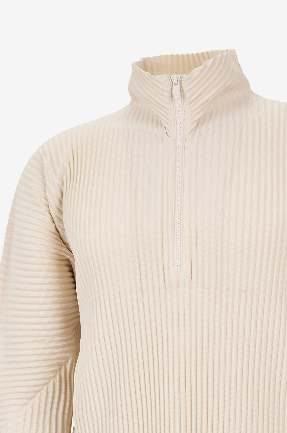 HOMME PLISSÉ ISSEY MIYAKE Sweatshirt mit Stehkragen und Reissverschluss aus geripptem Strick Herren BEIGE 3