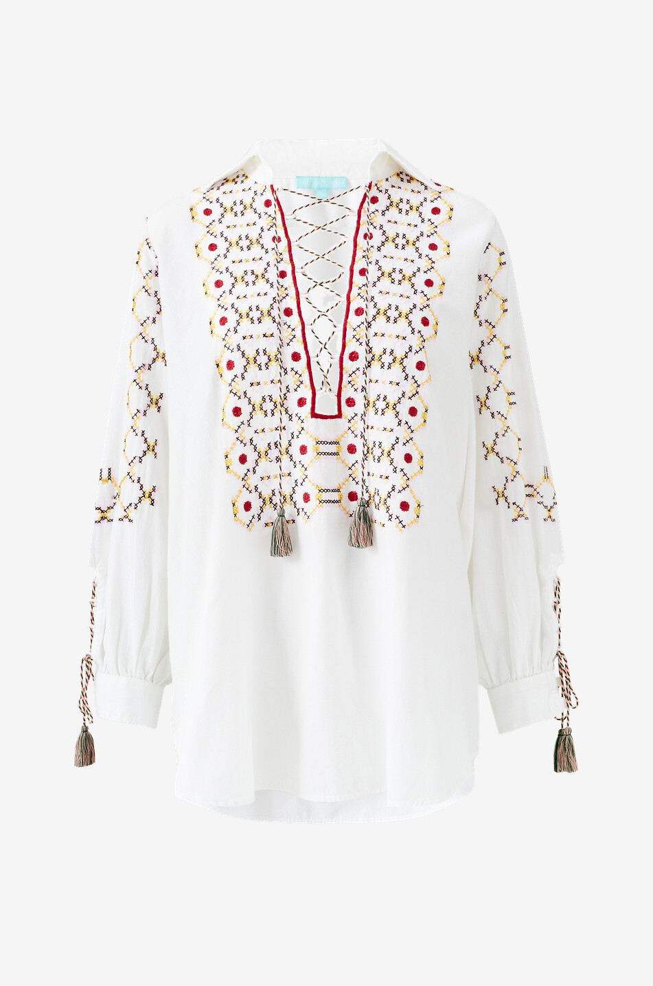 Tamsin embroidered cotton and linen oversized blouse