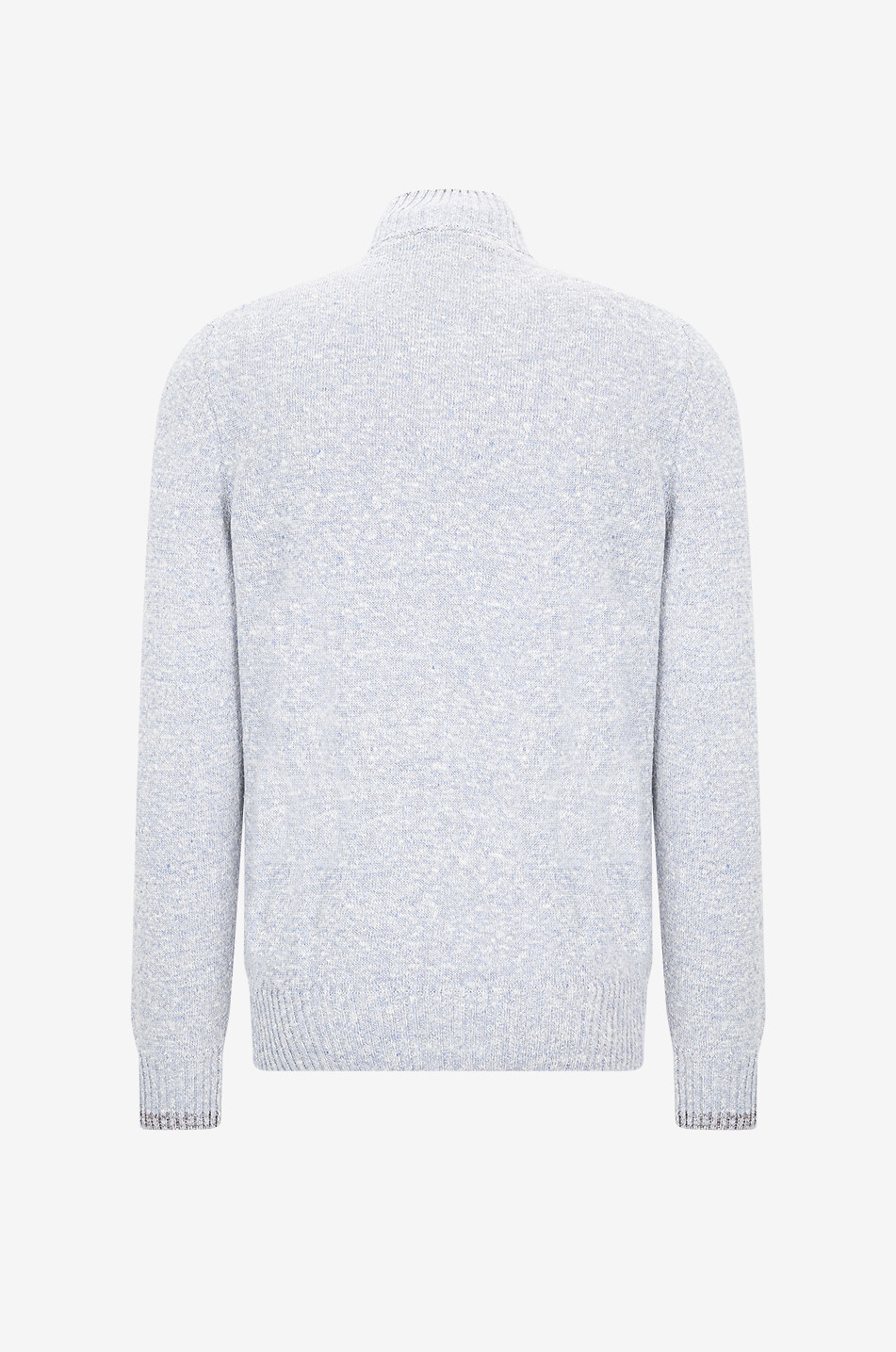 FEDELI Pull à col montant zippé en lin coton et soie Favonio Homme BLEU CLAIR 2