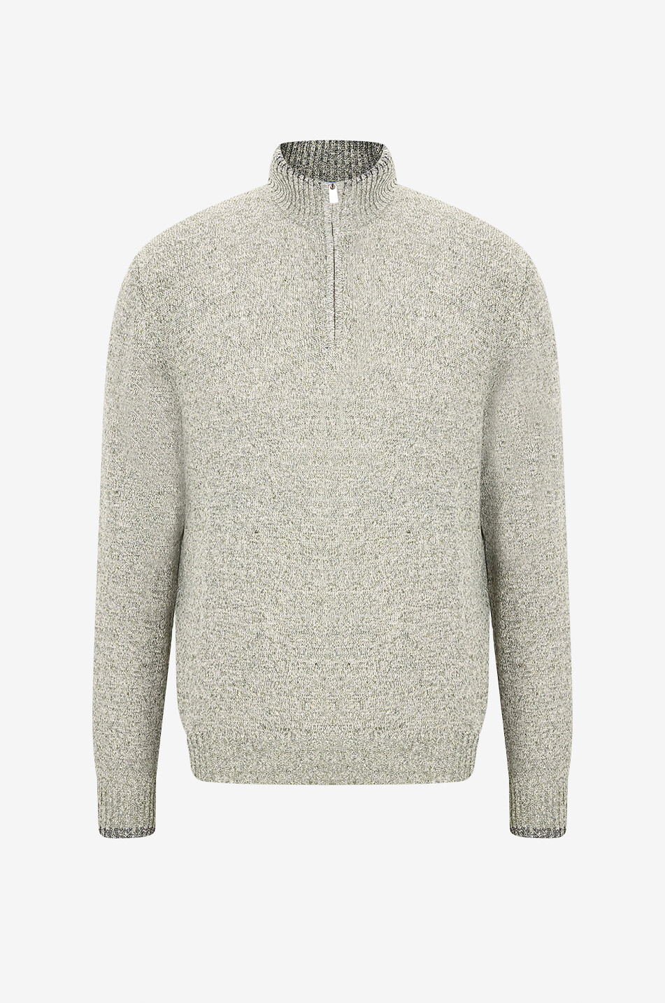 Pull à col montant zippé en lin coton et soie Favonio