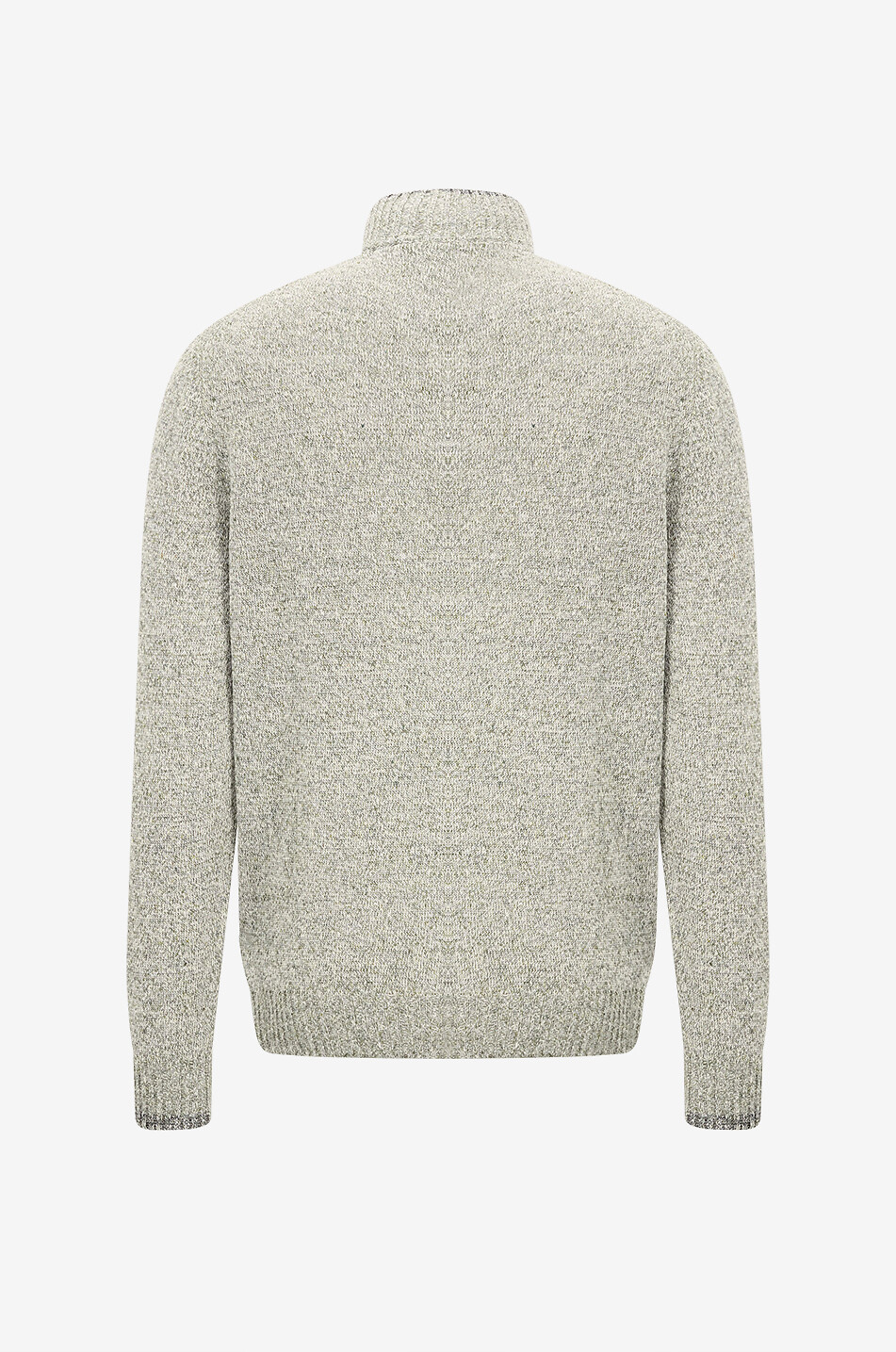 FEDELI Pull à col montant zippé en lin coton et soie Favonio Homme VERT MOYEN 2