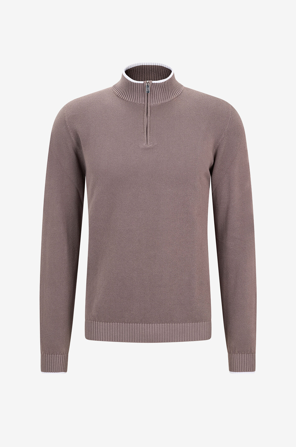 Rollkragenpullover mit Reissverschluss aus Baumwolljersey Favonio Bahamas