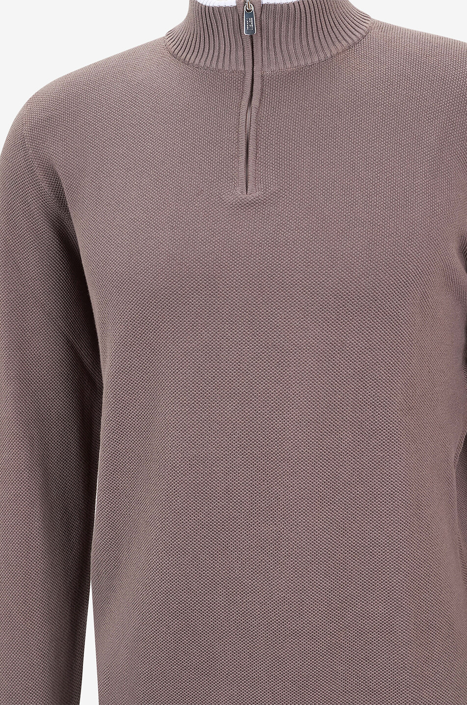 FEDELI Rollkragenpullover mit Reissverschluss aus Baumwolljersey Favonio Bahamas Herren MITTELBRAUN 3