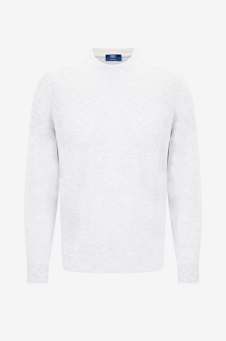 FEDELI Melierter Pullover mit Rundhalsausschnitt aus Leinenmix David Herren HELLGRAU 1