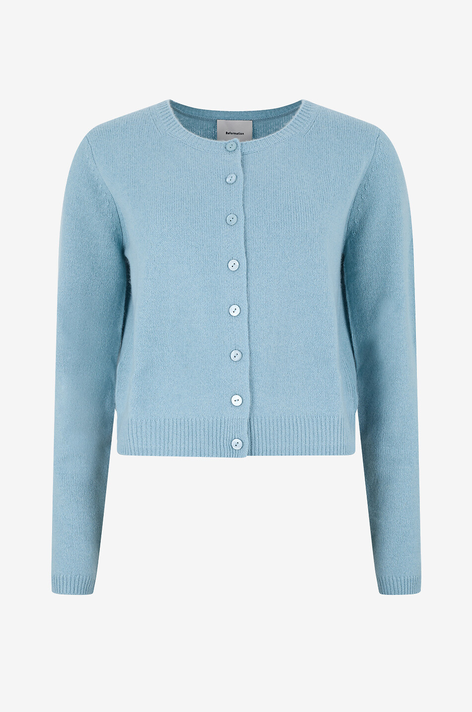 REFORMATION Clara blended cashmere crew neck cardigan Women LIGHT BLUE 1