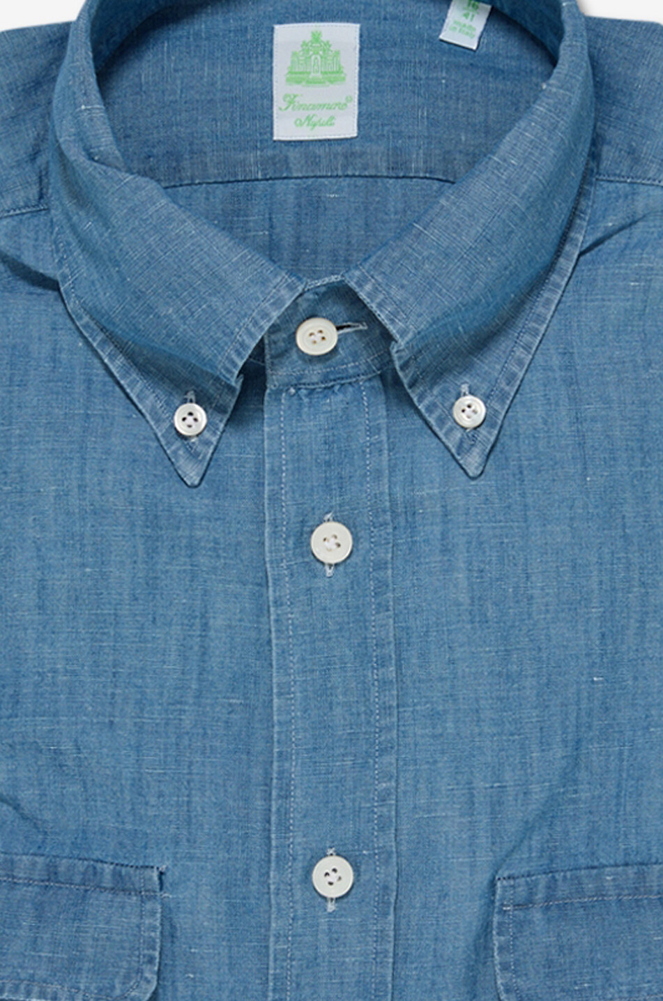 FINAMORE Chemise à col américain en coton et lin Zurigo Homme BLEU CLAIR 2