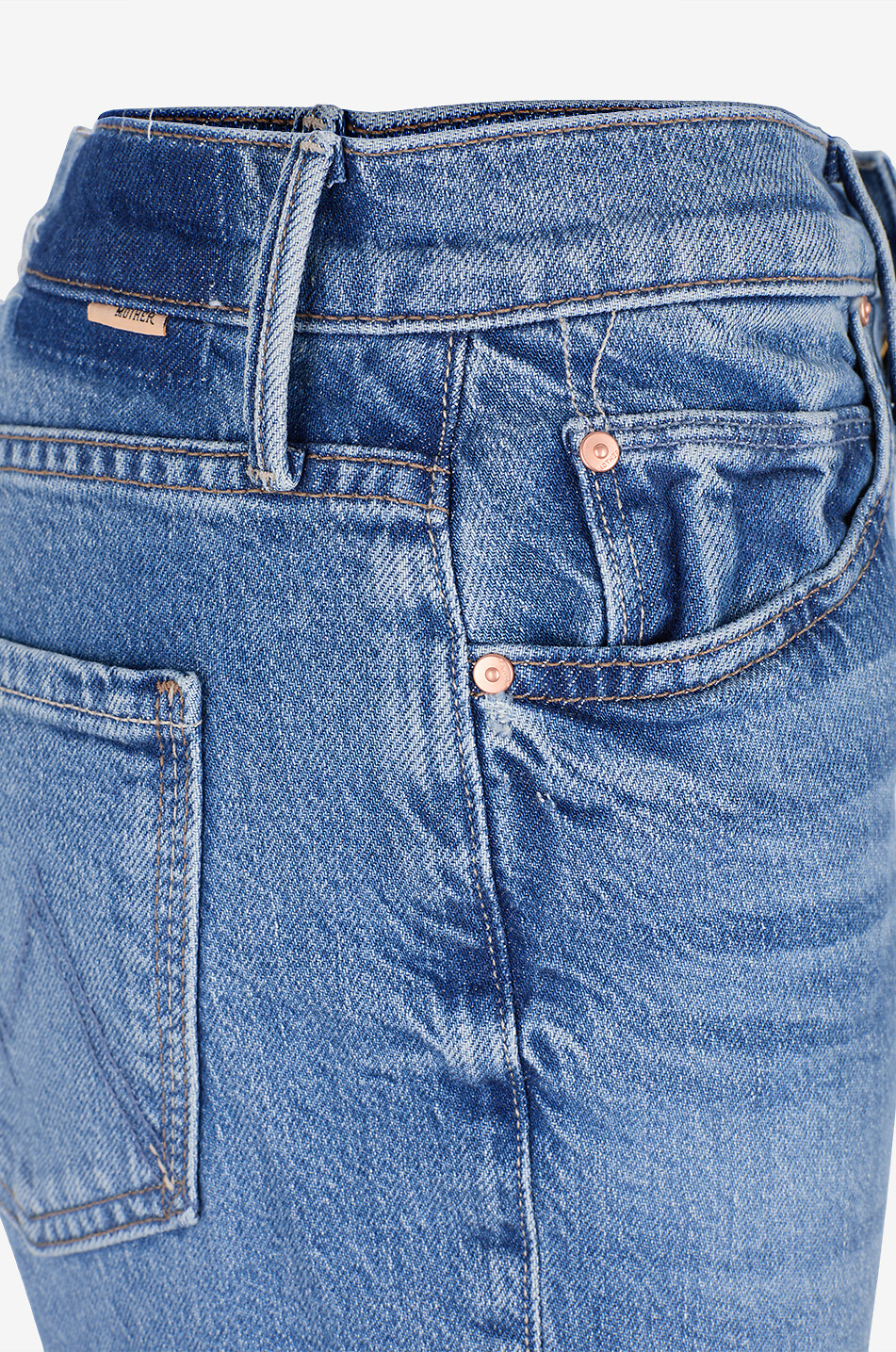 MOTHER The Kick It Ankle blended cotton straight jeans Women BLUE 3