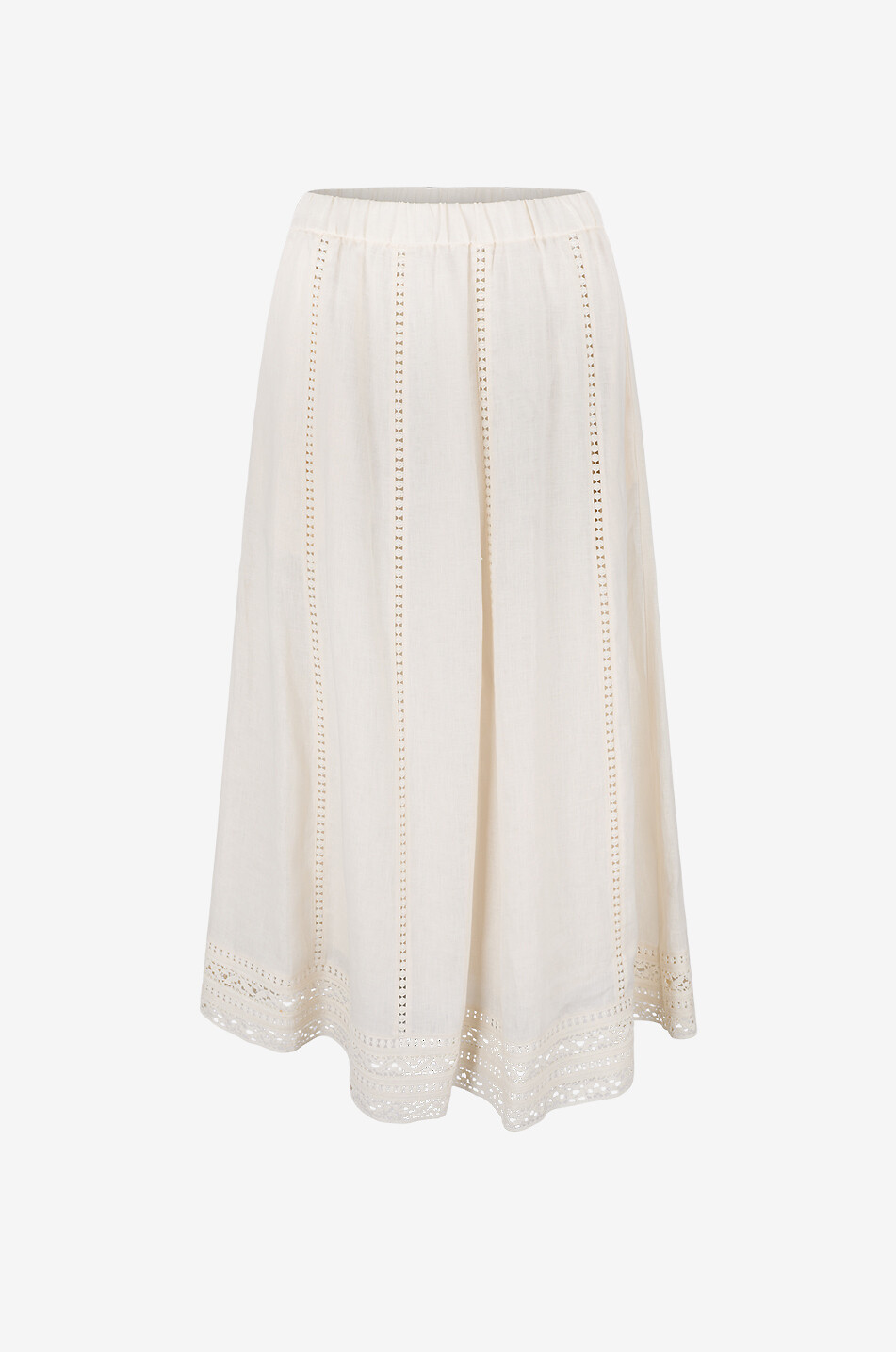 WEEKEND MAX MARA Gergo linen lace-trimmed long skirt Women Light beige 1