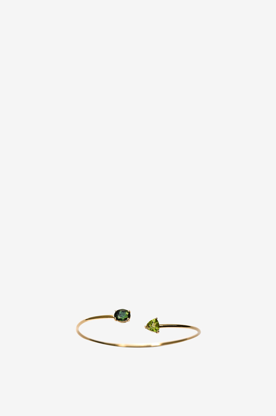 Tutti Frutti yellow gold bangle with tourmaline and peridot