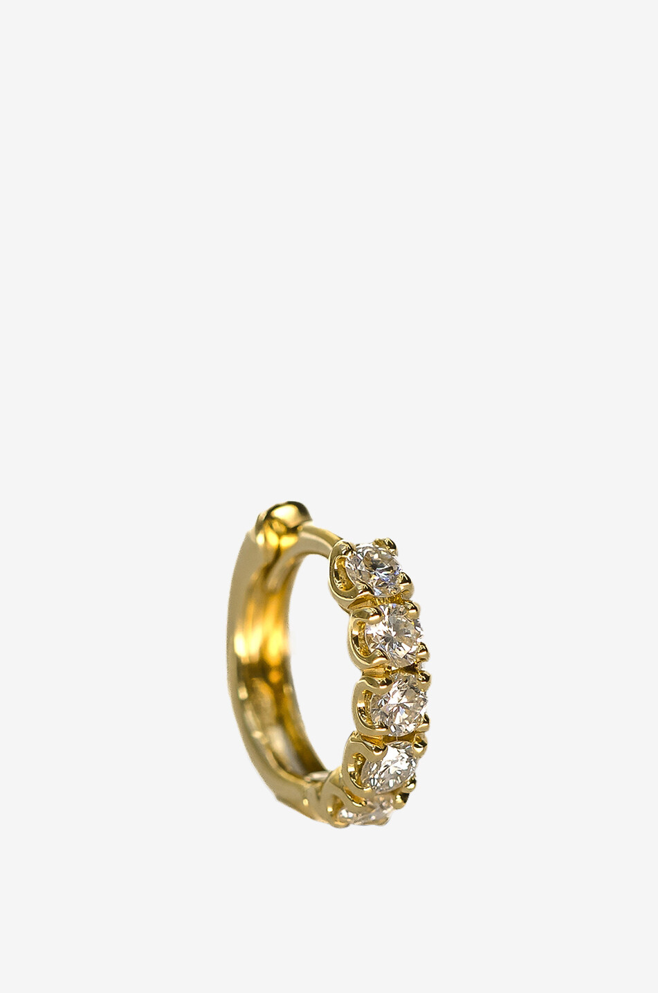 Créole Ronde single yellow gold and diamond hoop earring