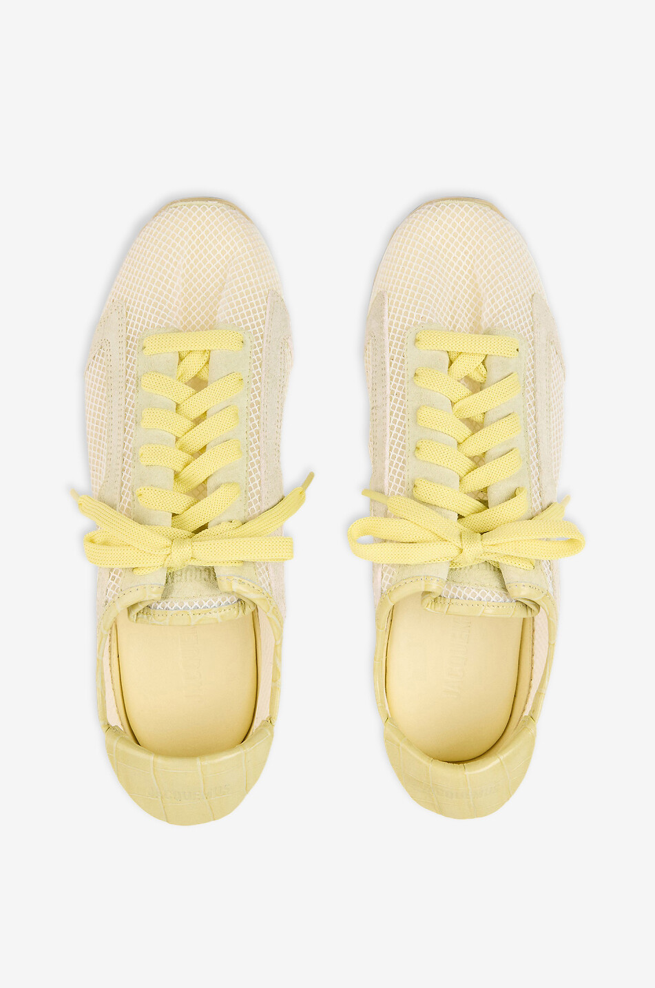 JACQUEMUS Baskets basses en filet à logo brodé Les Tennis Femme JAUNE CLAIR 3