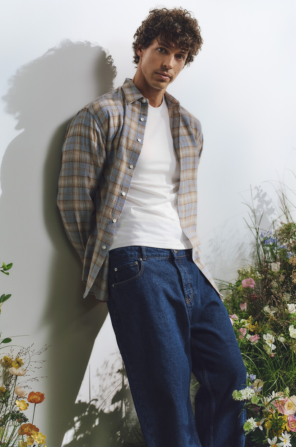 AURALEE Chemise en laine à carreaux Airy Homme BLEU CLAIR 3