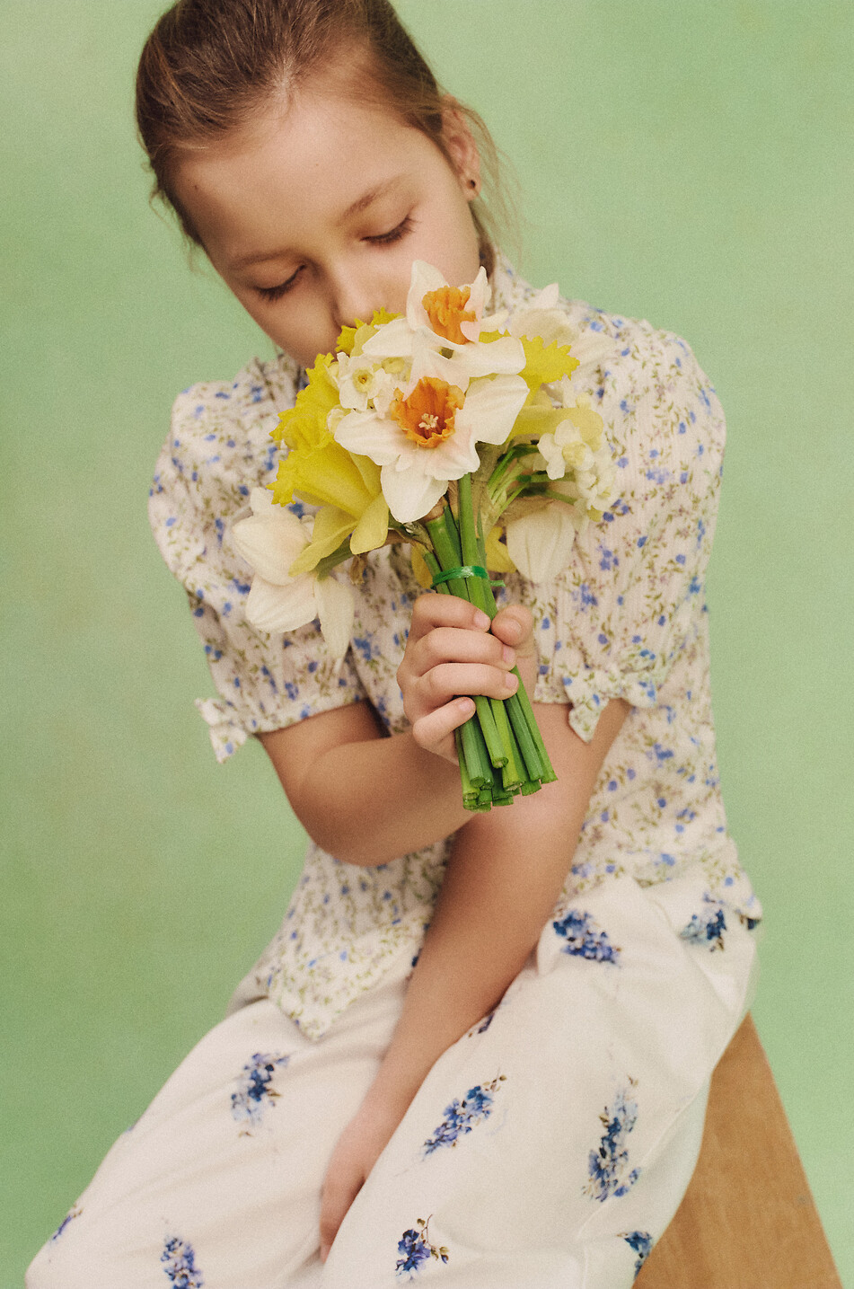 LA COQUETA Chemise fleurie à manches courtes et lavalière fille Aranza Fille BLEU 4