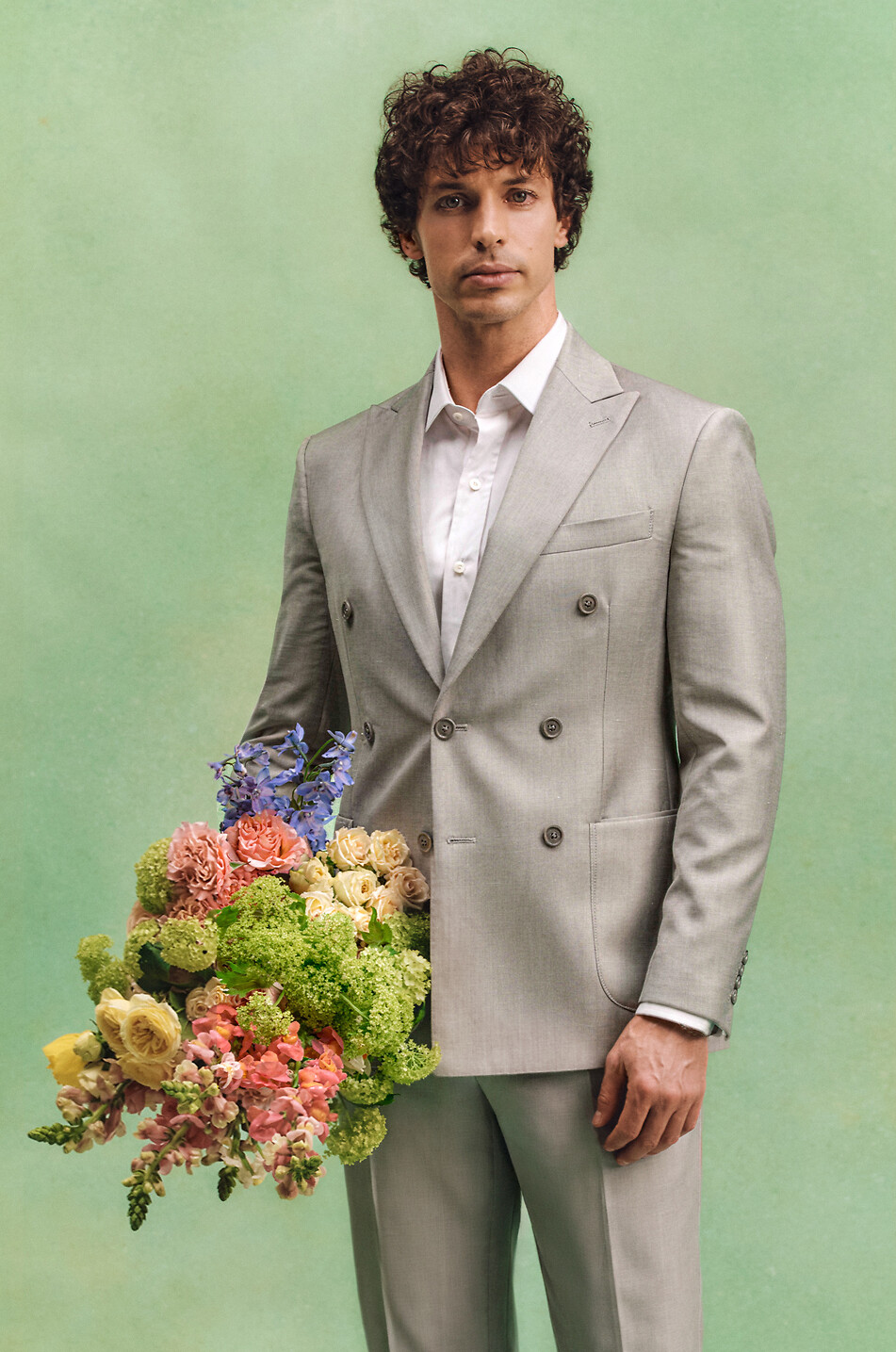 BONGÉNIE Costume deux-pièces en laine vierge et lin Gallipoli Homme GRIS CLAIR 3