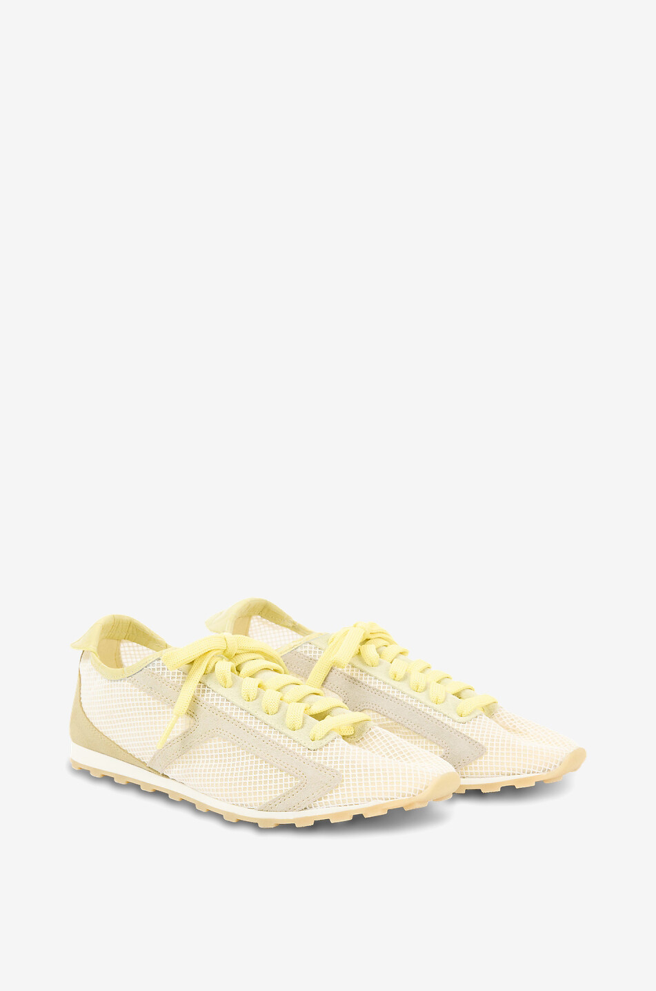 JACQUEMUS Baskets basses en filet à logo brodé Les Tennis Femme JAUNE CLAIR 2
