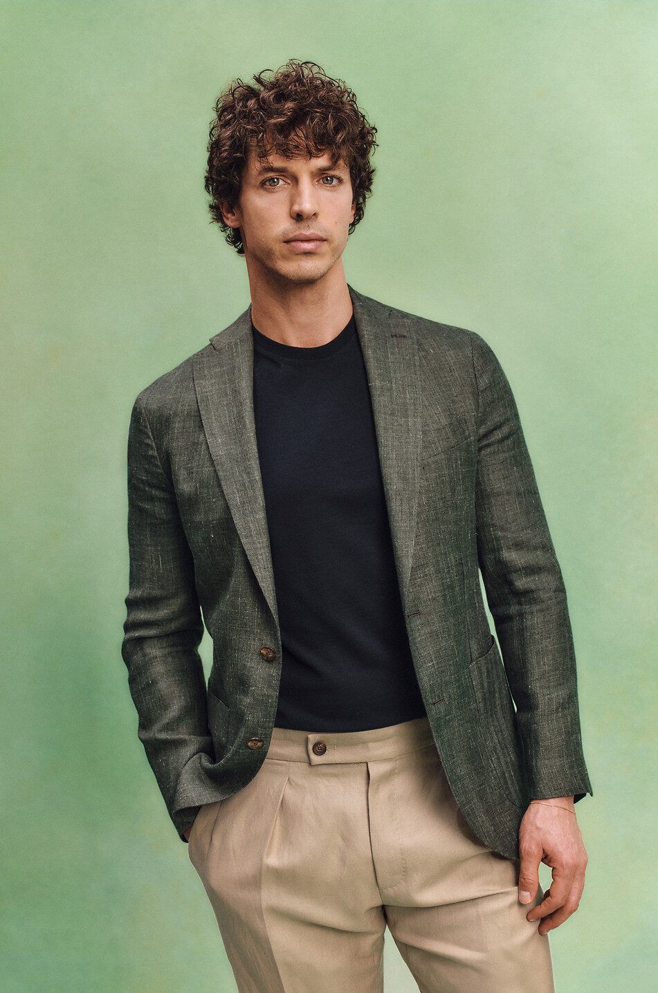 SLOWEAR Pantalon à pinces en laine vierge et lin Homme BEIGE 3