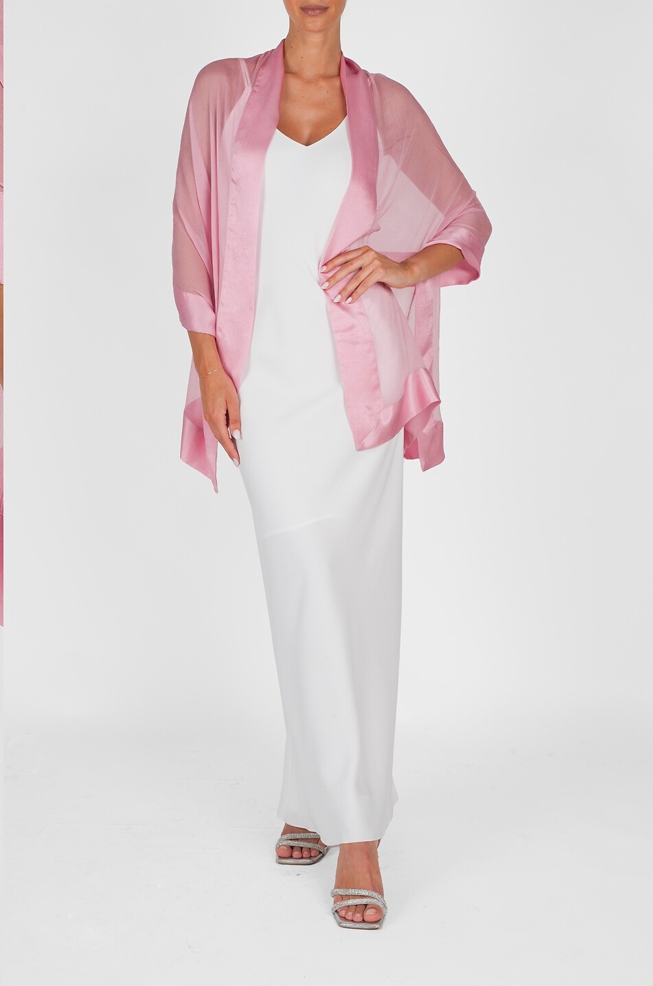 GAYNOR Étole en soie à bords satin Mimi Femme ROSE 4