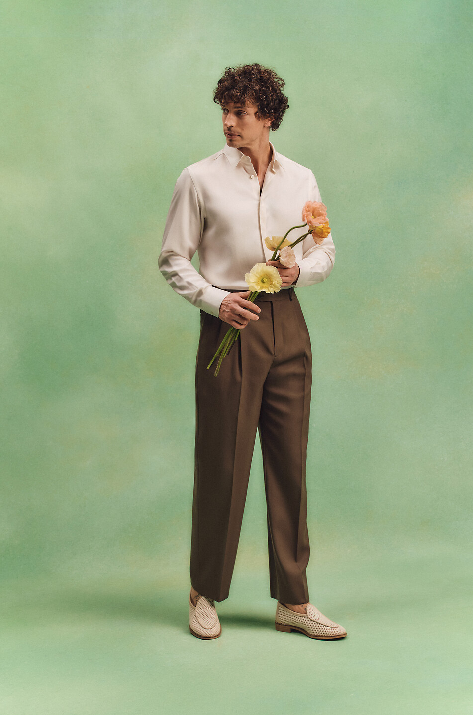 AURALEE Pantalon à pinces en gabardine Light Wool Max Homme MARRON FONCÉ 3