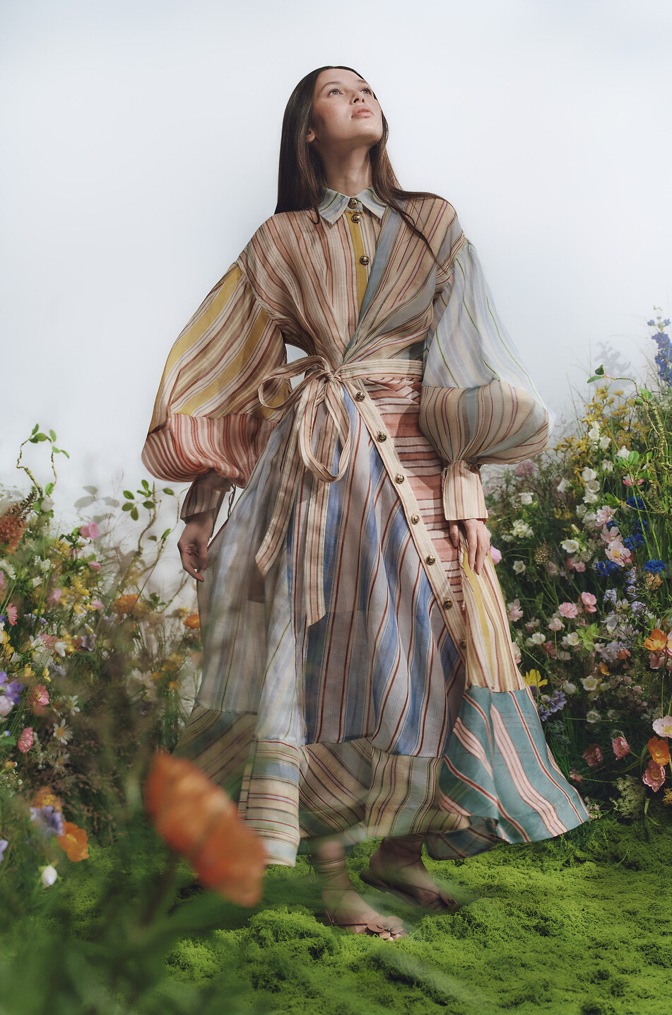 ZIMMERMANN Rebellion striped linen and silk midi shirt dress Women MULTI COLOURED 4